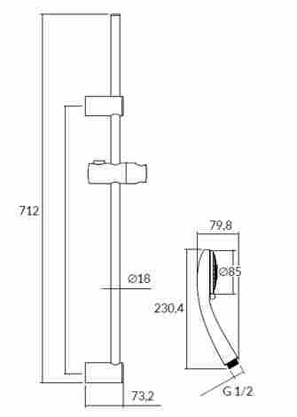 Cersanit Vibe Душевой комплект (стойка, 3-режимная лейка, шланг) фото 2
