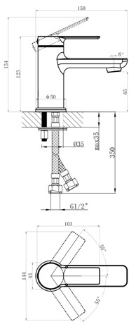 Cersanit Vibe Смеситель для раковины однорычажный, черный фото 2