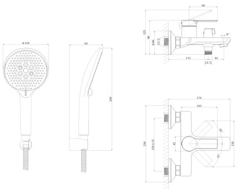 Cersanit Vibe смеситель для ванны с душем однорычажный фото 2