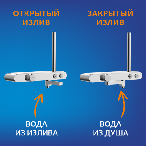 Cersanit Vivo смеситель для ванны с душем термостатический с кнопочным управлением с ручным и верхним душем фото 12