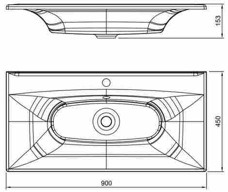 Флорентина Болеро 900 Раковина встраиваемая с отверстием под смеситель фото 2