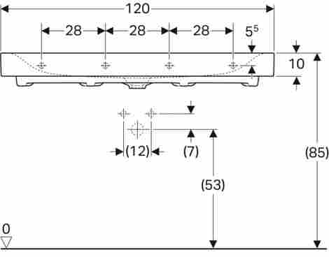 Geberit Citterio 120х50 Раковина подвесная/встраиваемая с двумя отверстиями под смеситель фото 3