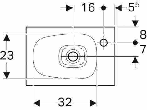 Geberit Citterio 45х30 Раковина подвесная/встраиваемая с отверстием под смеситель справа фото 2