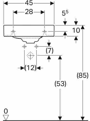 Geberit Citterio 45х30 Раковина подвесная/встраиваемая с отверстием под смеситель справа фото 3