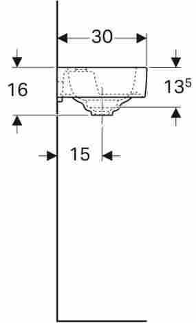 Geberit Citterio 45х30 Раковина подвесная/встраиваемая с отверстием под смеситель справа фото 4