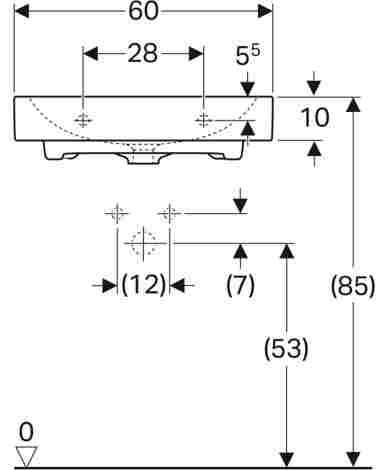 Geberit Citterio 60х50 Раковина подвесная/встраиваемая с отверстием под смеситель фото 3