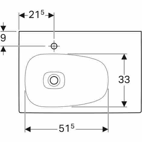 Geberit Citterio 75х50 Раковина подвесная/встраиваемая с отверстием под смеситель слева фото 2