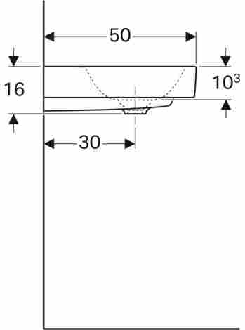 Geberit Citterio 75х50 Раковина подвесная/встраиваемая с отверстием под смеситель слева фото 4