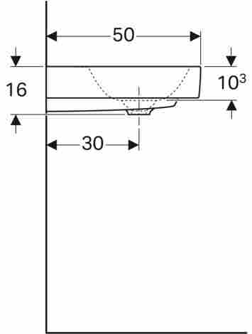 Geberit Citterio 75х50 Раковина подвесная/встраиваемая с отверстием под смеситель справа фото 4