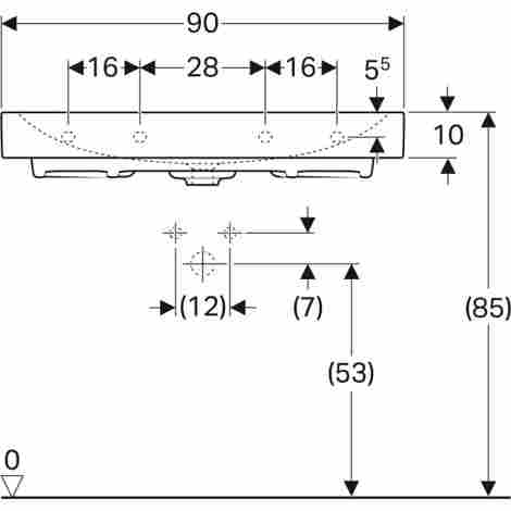 Geberit Citterio 90х50 Раковина подвесная/встраиваемая с отверстием под смеситель фото 3