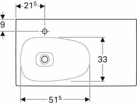 Geberit Citterio 90х50 Раковина подвесная/встраиваемая с отверстием под смеситель слева фото 2