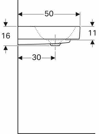 Geberit Citterio 90х50 Раковина подвесная/встраиваемая с отверстием под смеситель слева фото 4