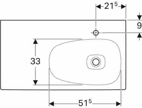 Geberit Citterio 90х50 Раковина подвесная/встраиваемая с отверстием под смеситель справа фото 2