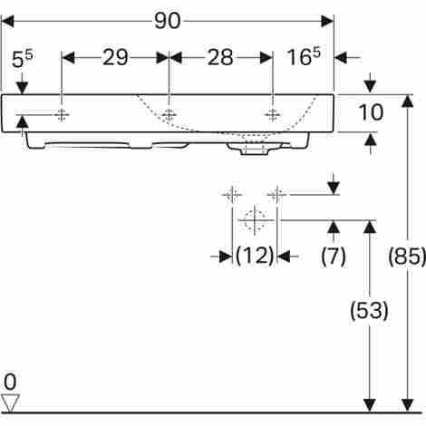 Geberit Citterio 90х50 Раковина подвесная/встраиваемая с отверстием под смеситель справа фото 3
