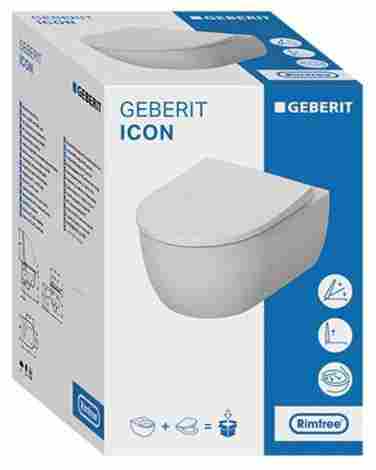 Geberit Icon Комплект подвесного безободкового унитаза с инсталляцией Sigma Платтенбау и сиденьем плавное опускание фото 5