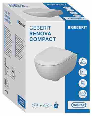 Geberit Renova Compact Комплект подвесного безободкового унитаза с инсталляцией Delta, сиденьем плавное опускание, клавишей Delta 21 белый фото 5