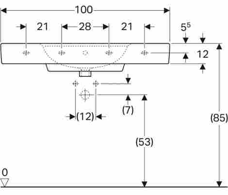 Geberit Renova Plan 100x48 Раковина подвесная/встраиваемая с отверстием под смеситель фото 3