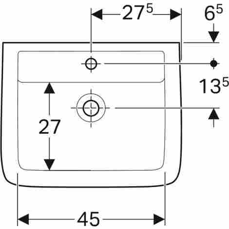 Geberit Renova Plan 55х44 Раковина подвесная/встраиваемая с отверстием под смеситель фото 2