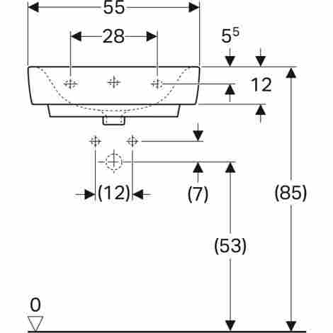 Geberit Renova Plan 55х44 Раковина подвесная/встраиваемая с отверстием под смеситель фото 3