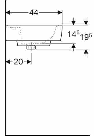 Geberit Renova Plan 55х44 Раковина подвесная/встраиваемая с отверстием под смеситель фото 4