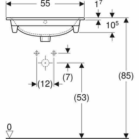 Geberit Renova Plan 55x48 Раковина встраиваемая с отверстием под смеситель фото 3