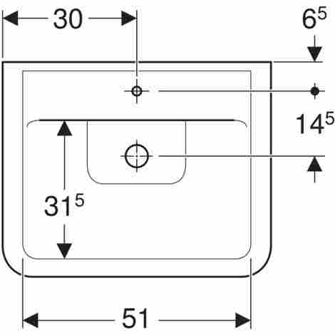 Geberit Renova Plan 60х48 Раковина накладная c отверстием под смеситель фото 2