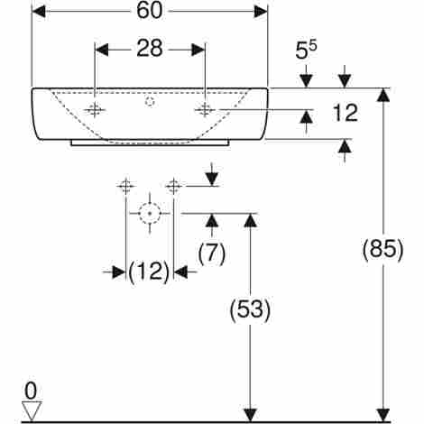 Geberit Renova Plan 60х48 Раковина накладная c отверстием под смеситель фото 3