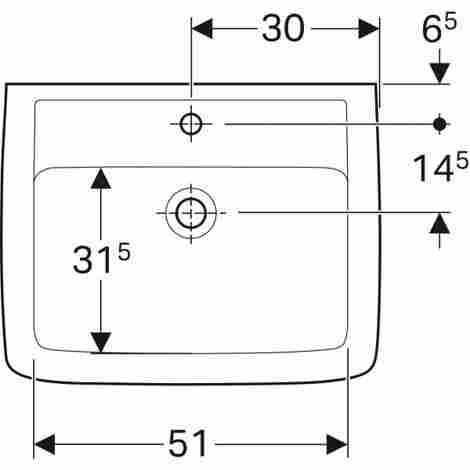 Geberit Renova Plan 60х48 Раковина подвесная/встраиваемая с отверстием под смеситель фото 2