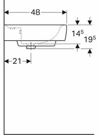 Geberit Renova Plan 60х48 Раковина подвесная/встраиваемая с отверстием под смеситель фото 4