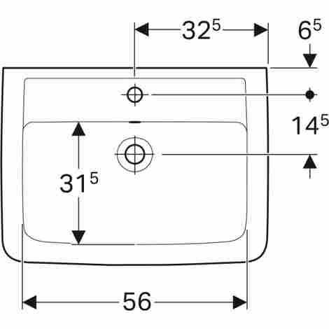 Geberit Renova Plan 65х48 Раковина подвесная/встраиваемая с отверстием под смеситель фото 2