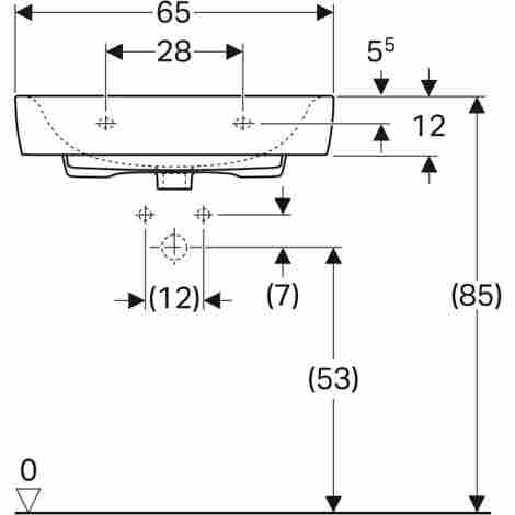 Geberit Renova Plan 65х48 Раковина подвесная/встраиваемая с отверстием под смеситель фото 3
