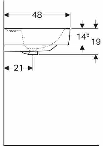 Geberit Renova Plan 75x48 Раковина подвесная/встраиваемая с отверстием под смеситель слева фото 4