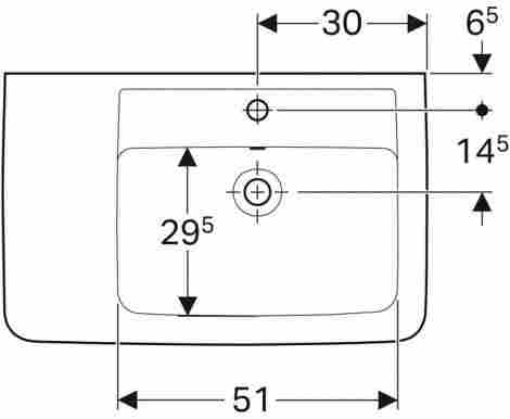 Geberit Renova Plan 75x48 Раковина подвесная/встраиваемая с отверстием под смеситель справа фото 2