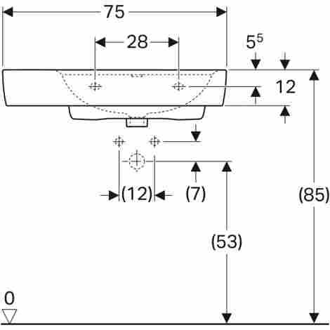 Geberit Renova Plan 75x48 Раковина подвесная/встраиваемая с отверстием под смеситель справа фото 3