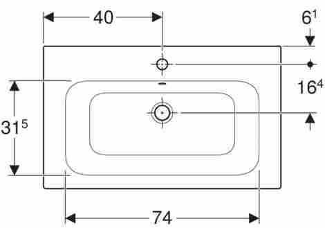 Geberit Renova Plan 80x48 Раковина встраиваемая с отверстием под смеситель фото 2