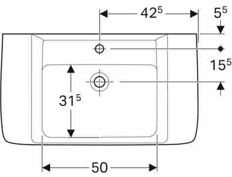 Geberit Renova Plan 85x48 Раковина подвесная/встраиваемая с отверстием под смеситель фото 2