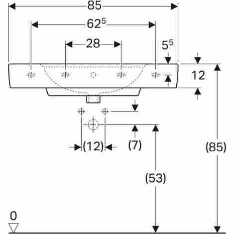 Geberit Renova Plan 85x48 Раковина подвесная/встраиваемая с отверстием под смеситель фото 3
