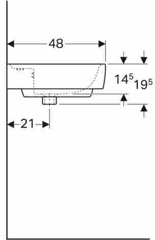 Geberit Renova Plan 85x48 Раковина подвесная/встраиваемая с отверстием под смеситель фото 4