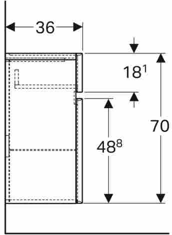 Geberit Renova Plan Шкаф настенный с выдвижным ящиком, Вяз ламинированный фото 4