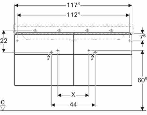 Geberit Xeno-2 Тумба под раковину 120 см, с четырьмя выдвижными ящиками, белый глянцевый фото 4