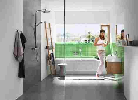 Hansgrohe Crometta S Showerpipe 240 1jet душевой гарнитур термостатический, настенный с ручным и верхним душем 27267000 фото 3