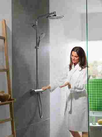 Hansgrohe Crometta S Showerpipe 240 1jet душевой гарнитур термостатический, настенный с ручным и верхним душем 27267000 фото 4