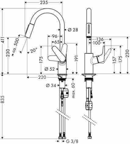 Hansgrohe Focus смеситель для кухни с выдвижным изливом 31815000 фото 2