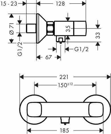 Hansgrohe Logis смеситель для душа настенный, двухвентильный 71263000 фото 2