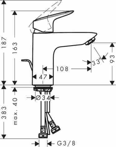 Hansgrohe Logis Смеситель для раковины, однорычажный, с донным клапаном, LowFlow 71104000 фото 2
