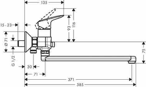 Hansgrohe Logis смеситель для ванны с душем, с длинным изливом 71402000 фото 2