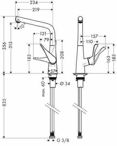 Hansgrohe Metris 320 смеситель для кухни, однорычажный 14822800/Сталь фото 2