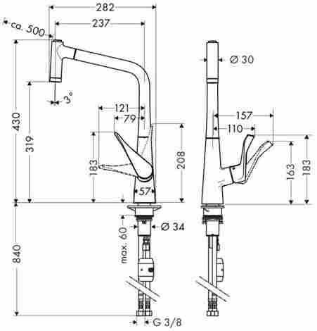 Hansgrohe Metris 320 смеситель для кухни с выдвижным изливом 14820800/Сталь фото 2