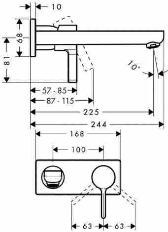 Hansgrohe Metris S Смеситель для раковины настенный, однорычажный 31163000 фото 2