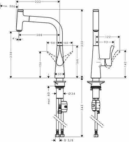 Hansgrohe Metris Select 240 смеситель для кухни с выдвижным изливом 14857000 фото 2